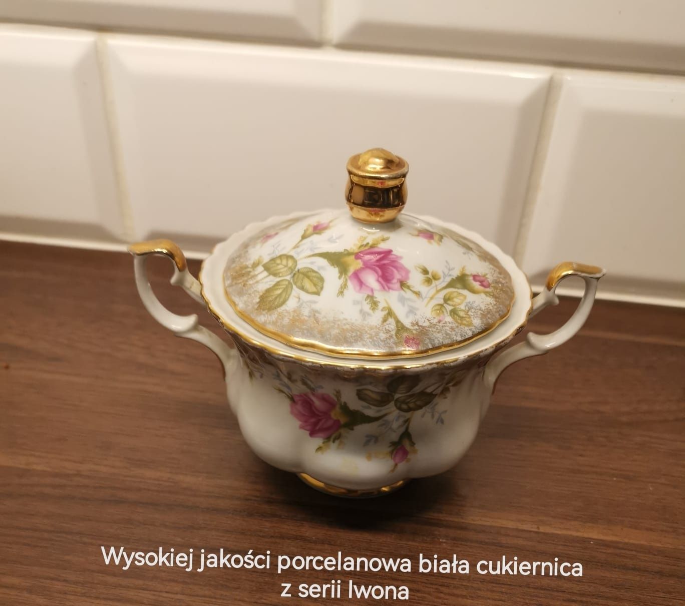 Cukiernica Chodzież Iwona porcelana 300 ml  różyczka chodzieska