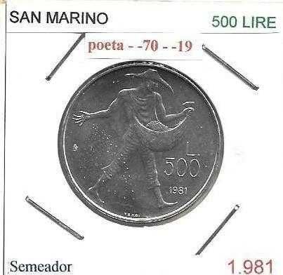 San Marino - 500 Lire - 1981  - Virgilio - Geórgicas -  Moeda de Prata
