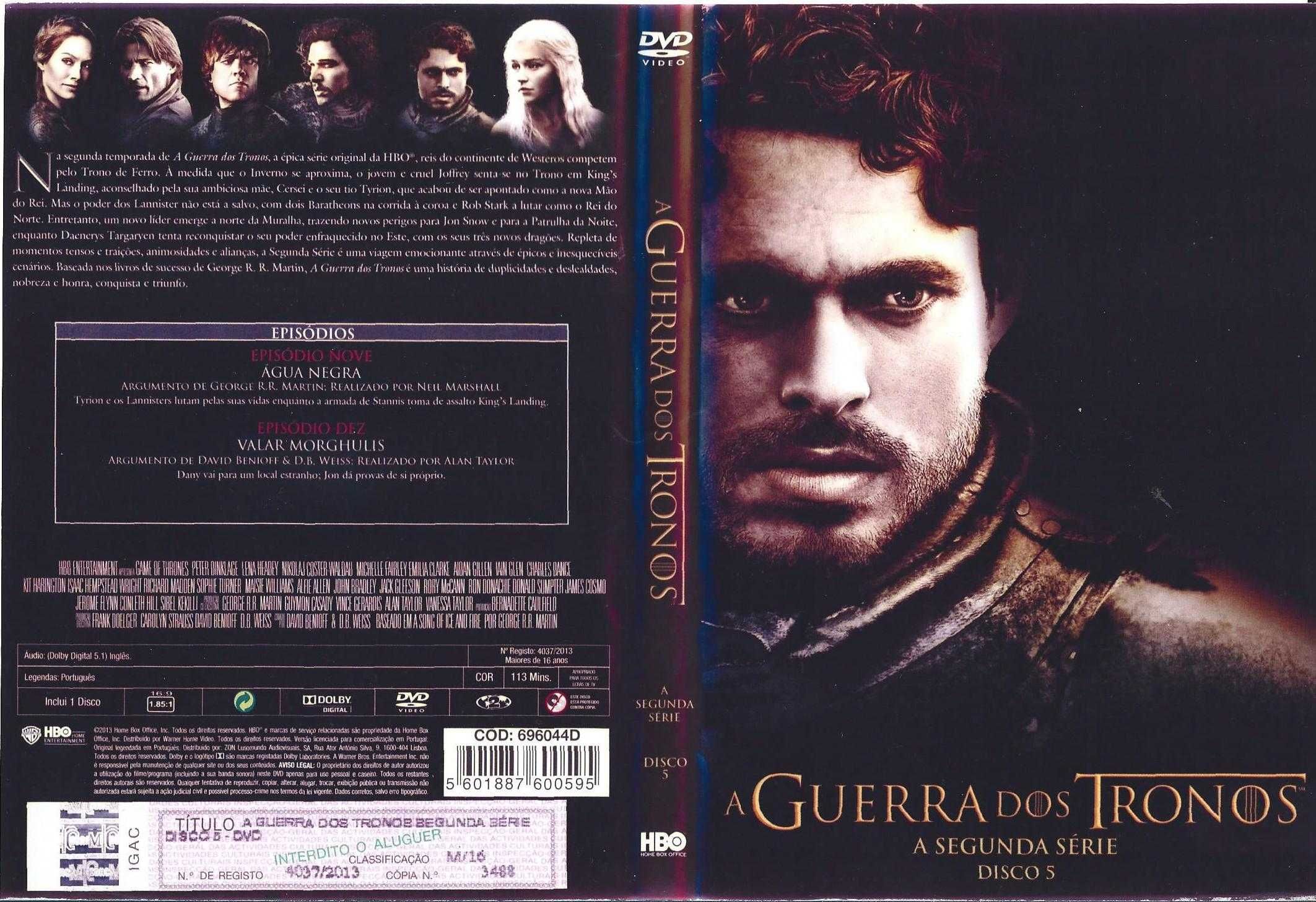 Guerra dos Tronos - - - 2ª Temporada - - - - - 5 X DVD
