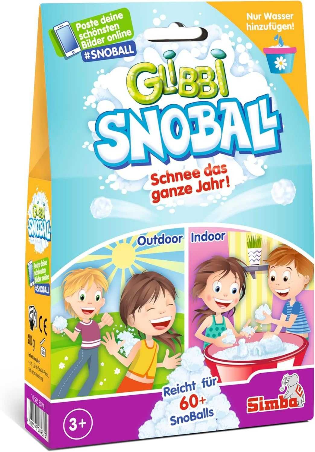 Simba Glibbi Snoball 4 x 20 g sztuczny śnieg dla dzieci C104