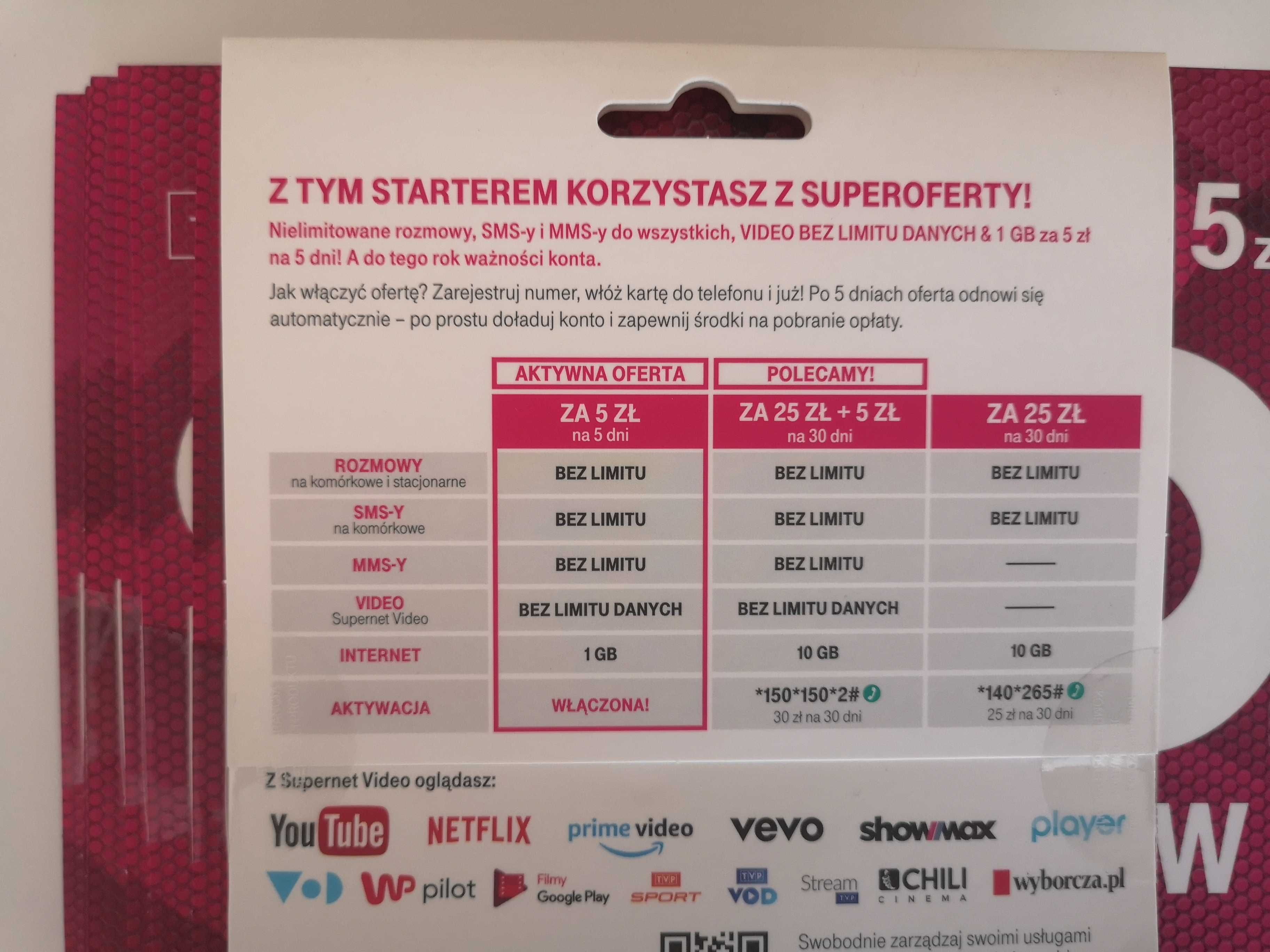 T-Mobile starter / karta startowa 5 zł bez limitów