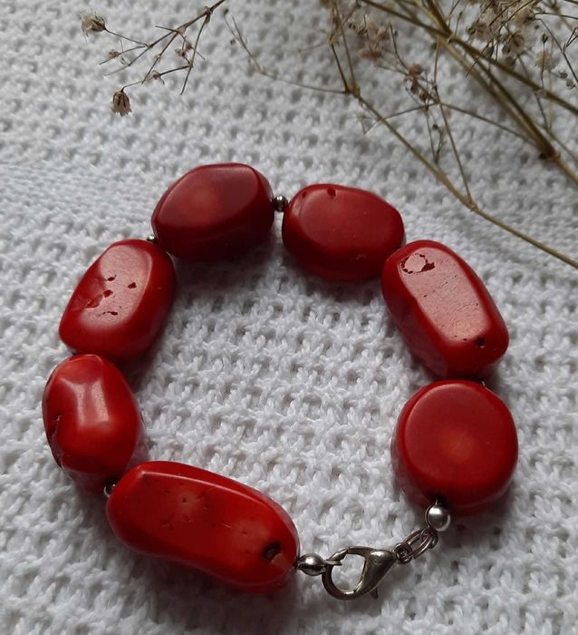 Koral Naturalny bransoletka koralowiec czerwony korale czerwone korala