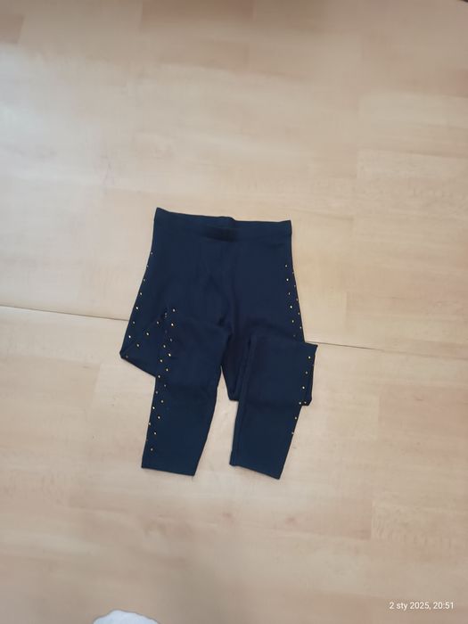 Legginsy getry leginsy Little Kids - lekko ocieplane granatowe cekiny
