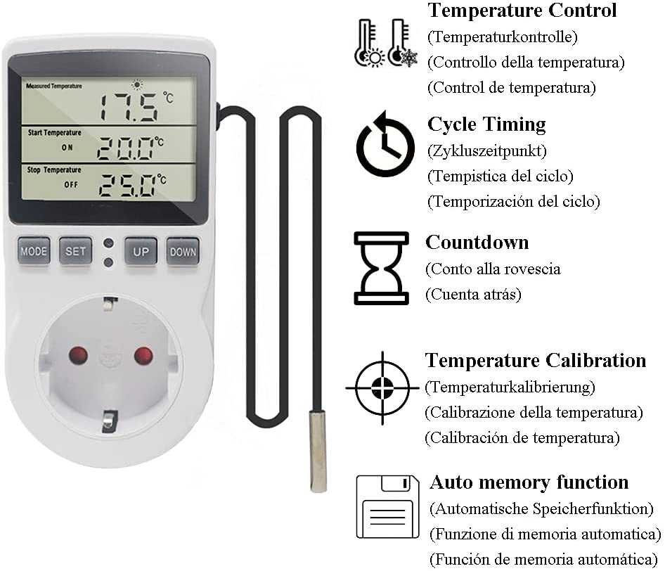 Терморегулятор термостат в розетку контролер температуры 16А