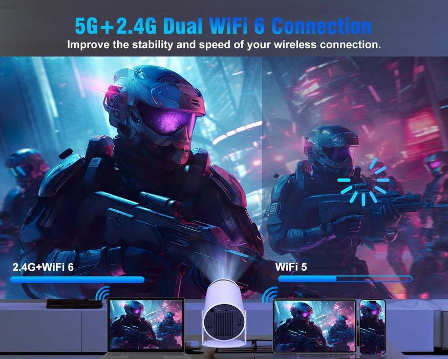 Projektor Alwtniet HY300 4K Android 11WiFi 6 BT 5.0 1080P Full HD