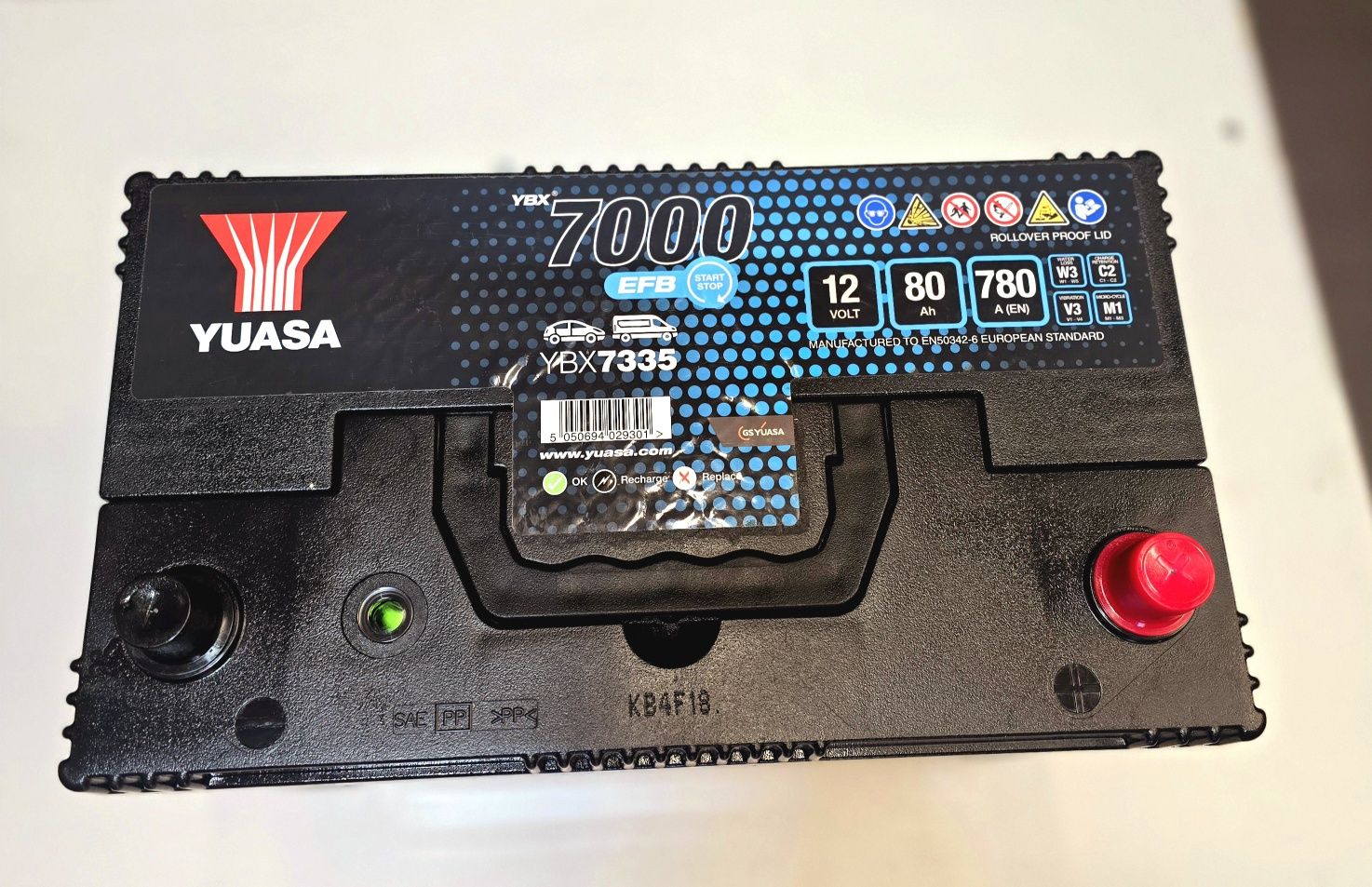 Akumulator Yuasa YBX7335 12V 80AH 780A nowy start/stop