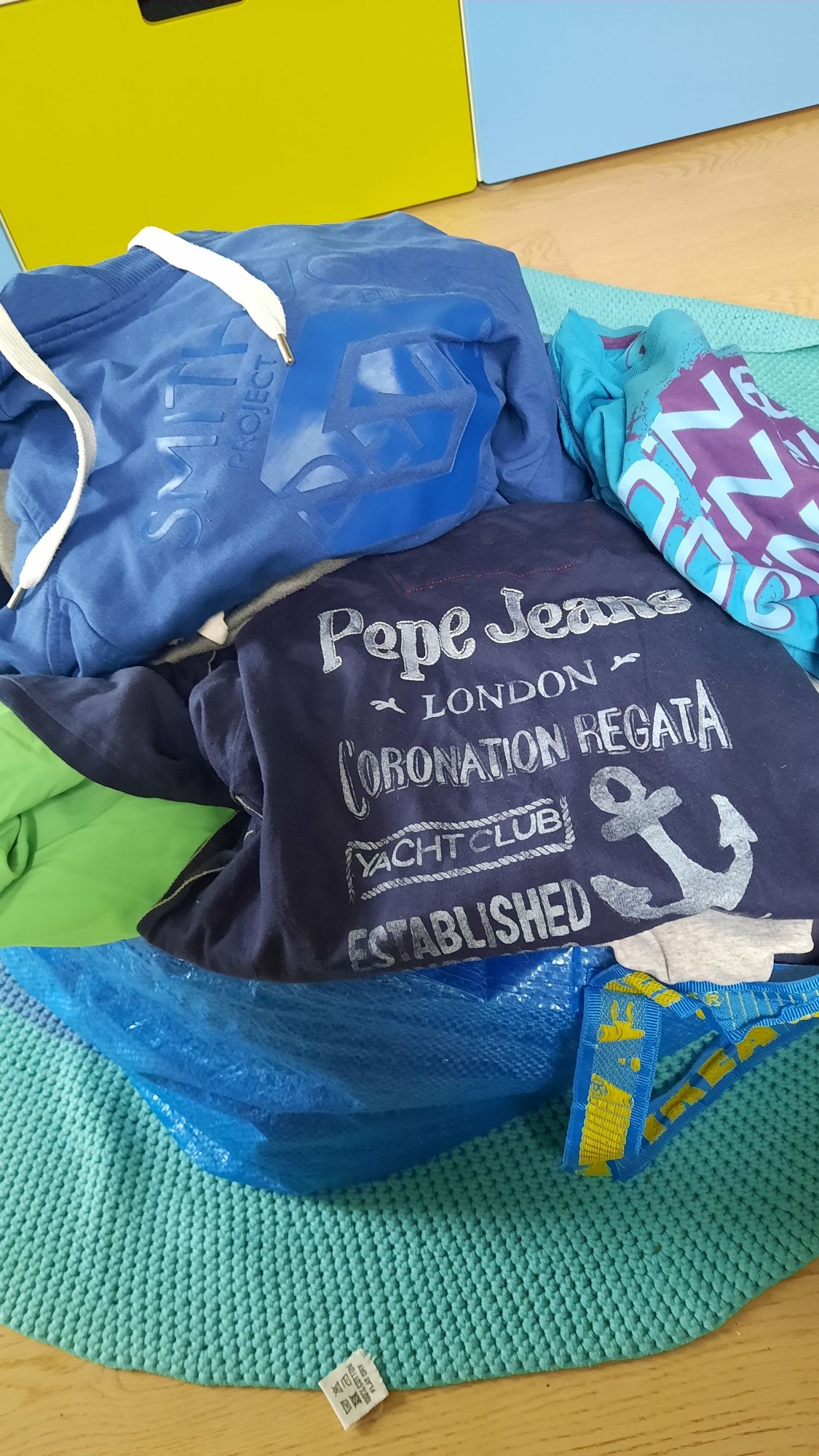 Ikea torba ubrań markowych r.152,pakka , Hilfiger, Pepe Jeans, Adida