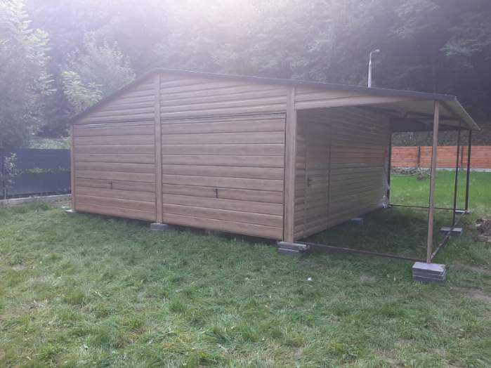 Garaż blaszany 6x6+ zadaszenie 2x6 Garaż blaszany Złoty Dąb Tanio Raty