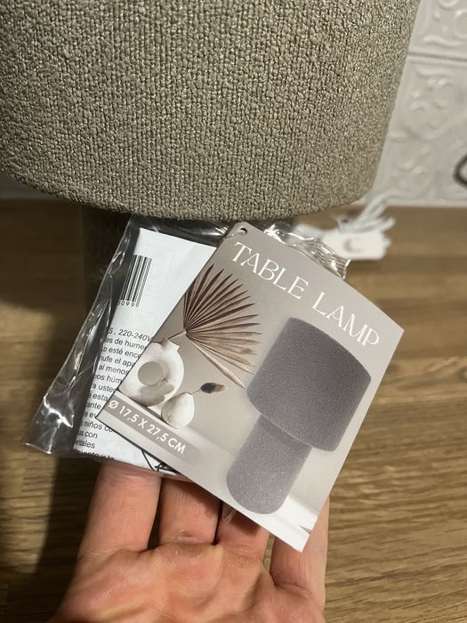 Piękna nocna lampka boucle boho rustykalny ikea styl szara nowa