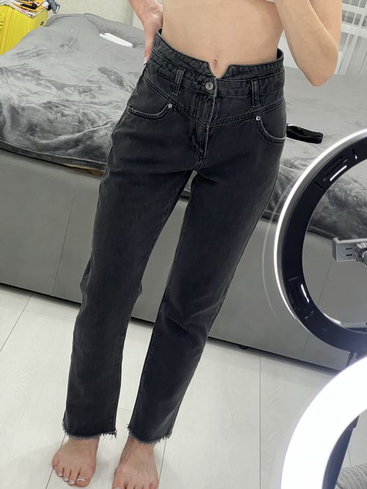 Чорні прямі джинси Guess штани необроблений низ