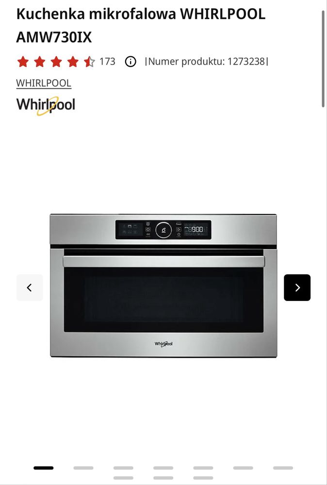 Kuchenka mikrofalowa Whirlpool AMW730IX
