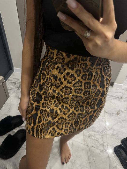 Спідниця з екошкіри деопард, шкіряна