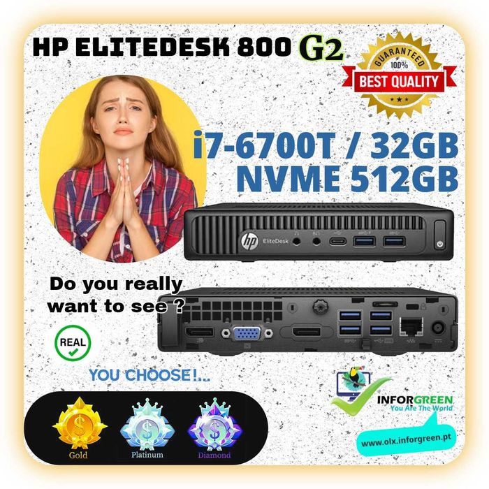 Mini PC HP Elitedesk 800 G2 i7-6700 W11 - 32GB NVME 512GB - DIAMANTE