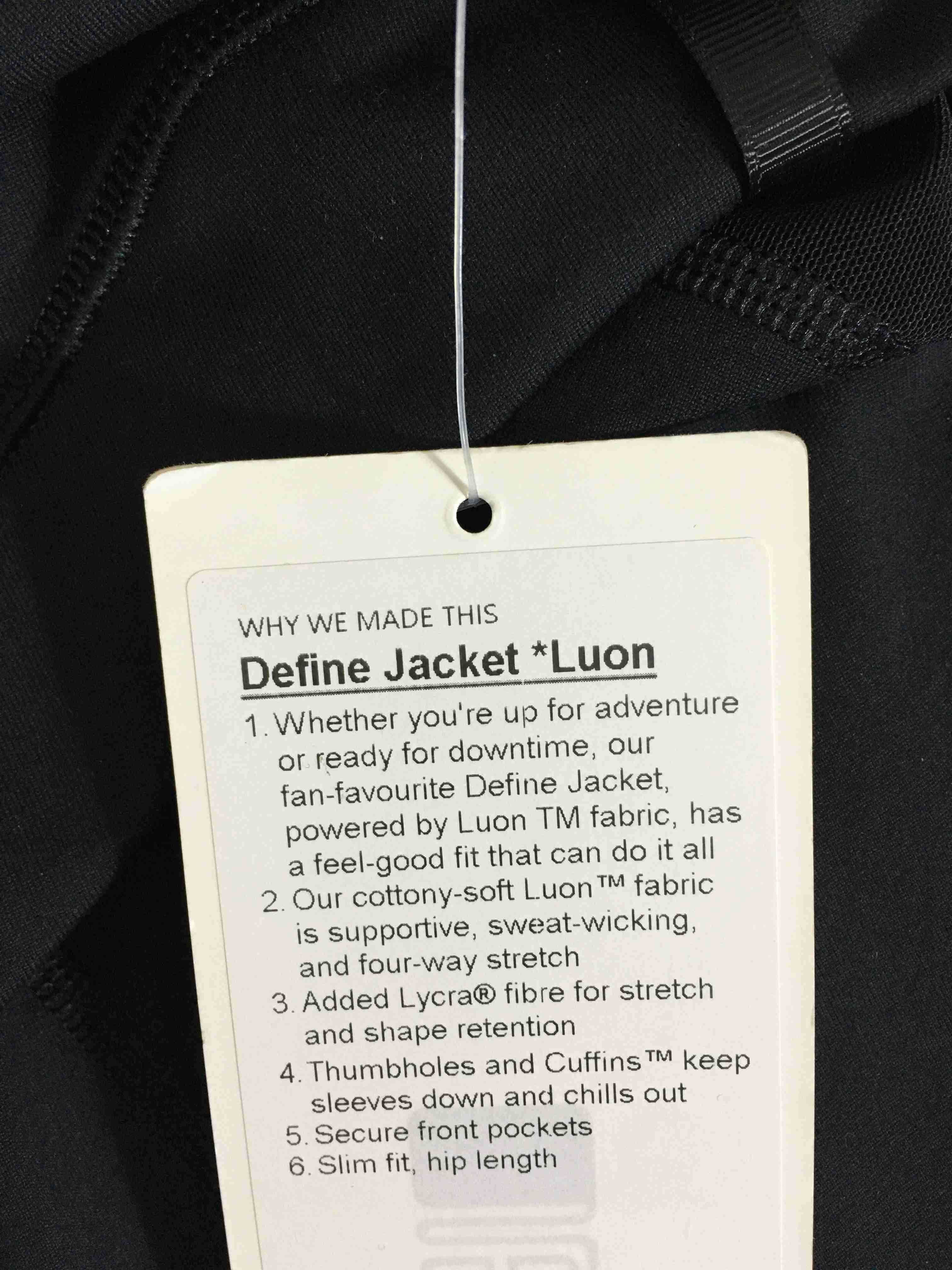 Jaqueta preta Lululemon, tamanho 8