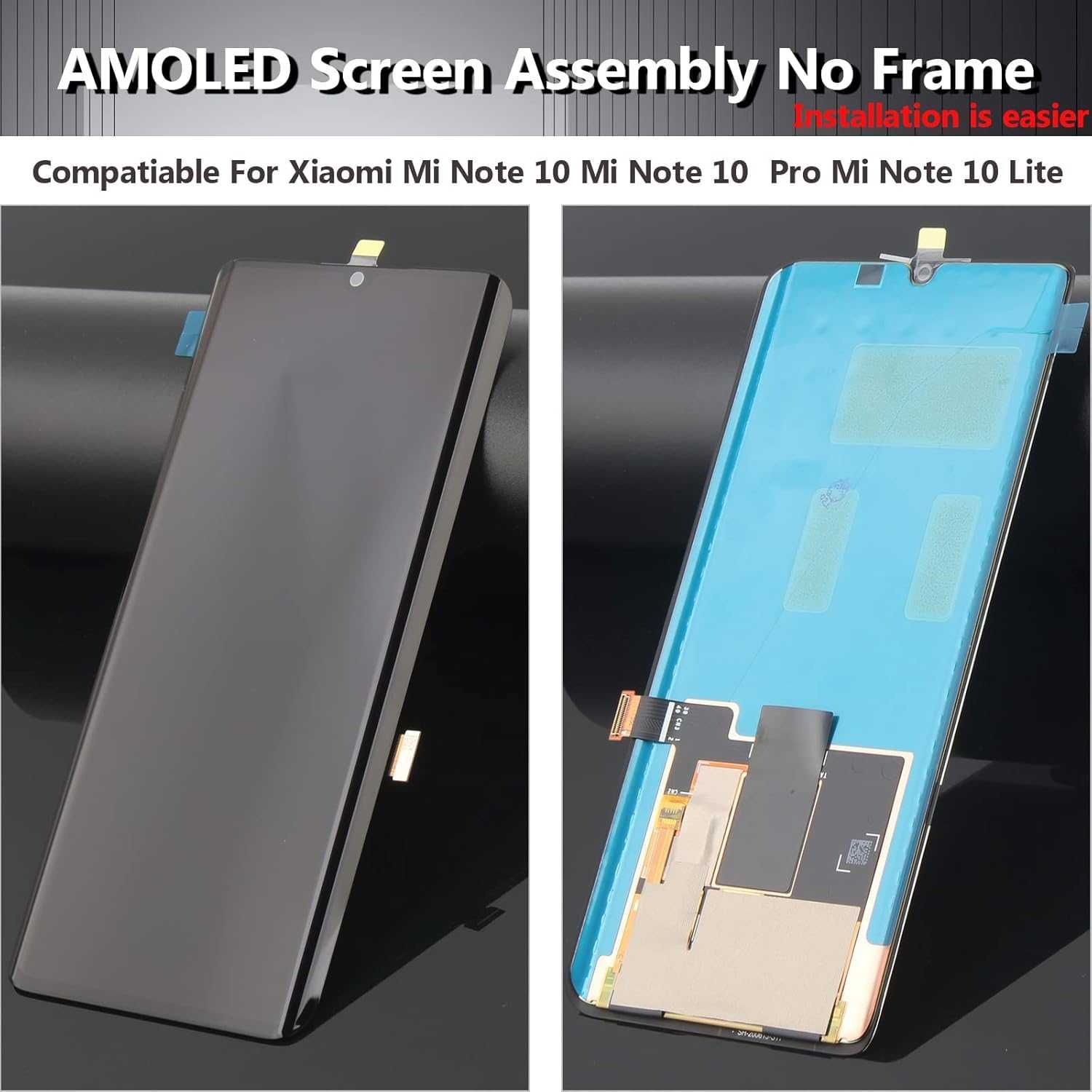 YHX-OU 6,43" czarny wyświetlacz AMOLED do Xiaomi Mi Note 10