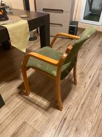 Krzesło drewniane- fotel ,tapicerowane ,z podłokietnikami, 3 szt