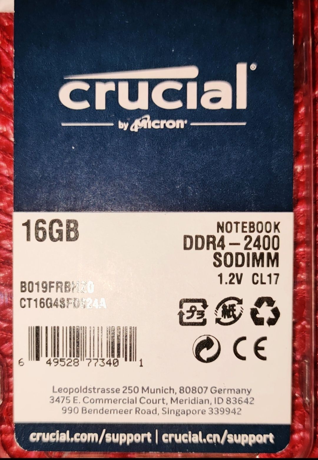 Pamięć RAM Crucial DDR4 16GB 2400 SODIMM CL17