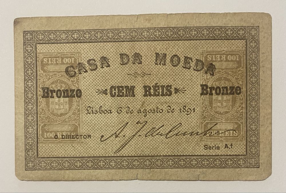 Cedula 100 Reis 1891