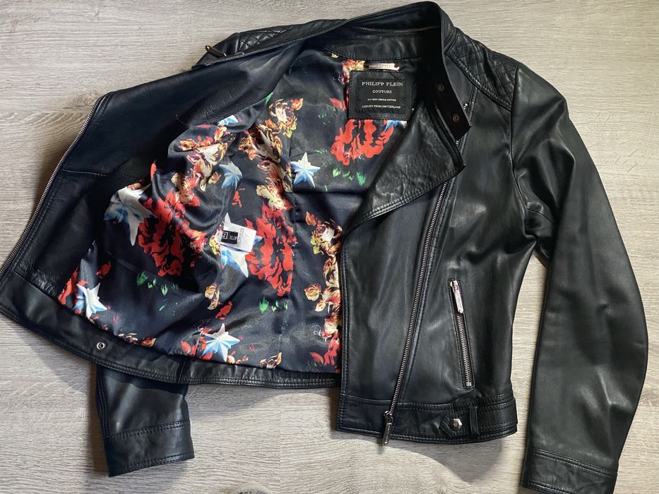 Женская кожанная куртка Philipp Plein 42 косуха