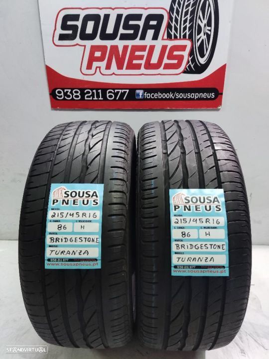 2 pneus semi novos 215-45r16 bridgestone - oferta dos portes