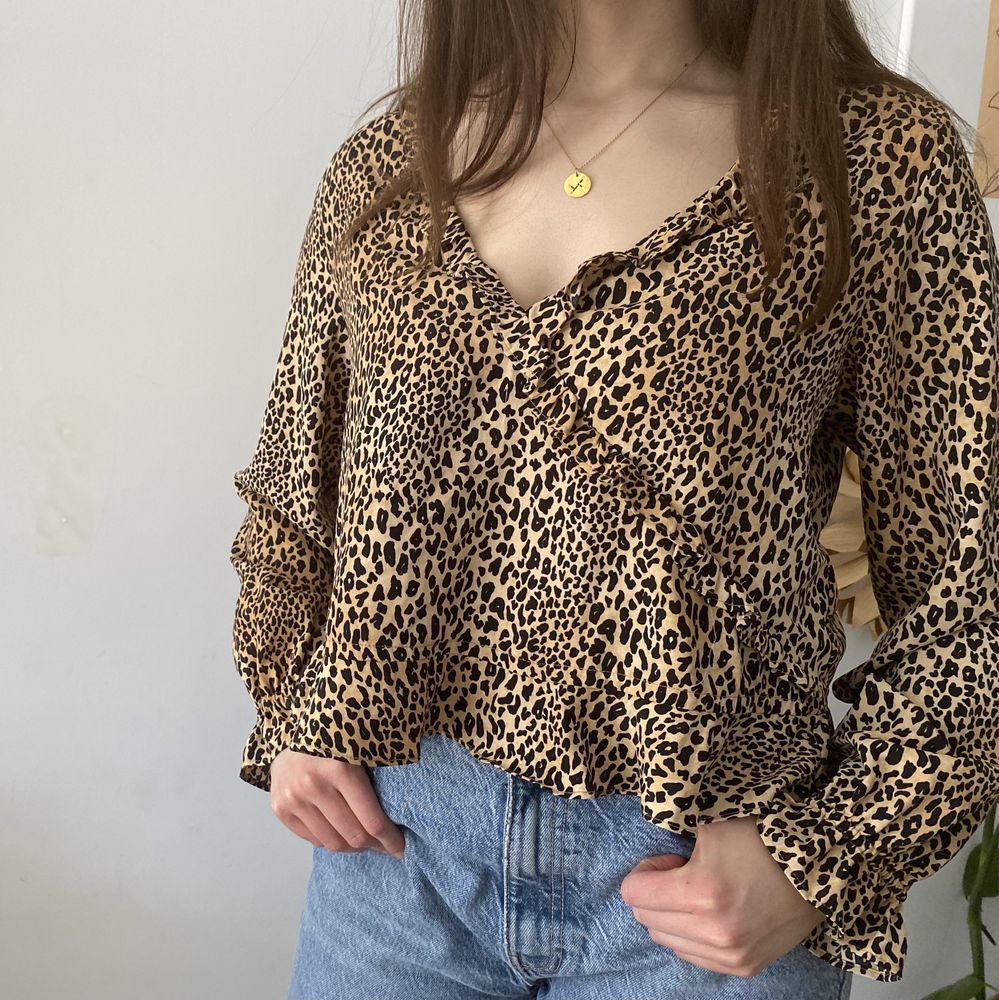 Bluzka koszula w panterkę leopard z baskinką H&M 44 oversize M L