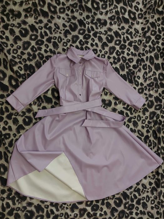 Лавандова сукня еко шкіра напівсонце S-M-L