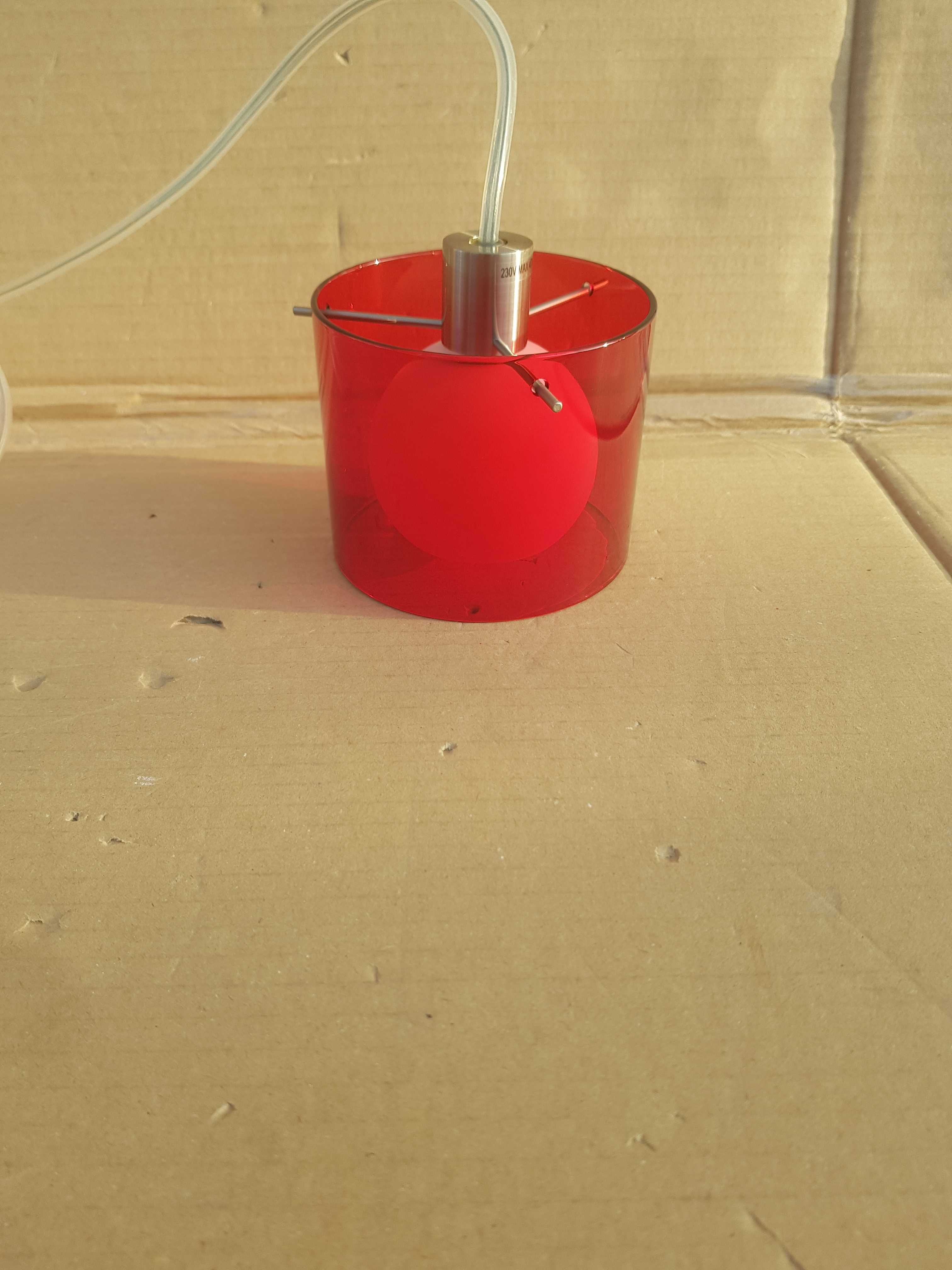 Lampa wisząca TUBA czerwona SZKŁO do przedpokoju 40W G9