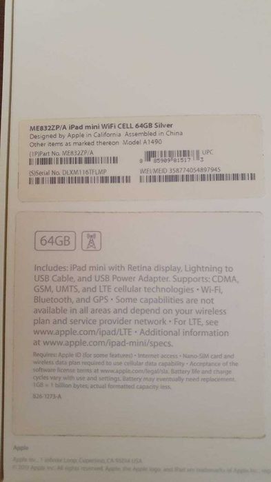 iPad mini 64Gb WiFi+CELL