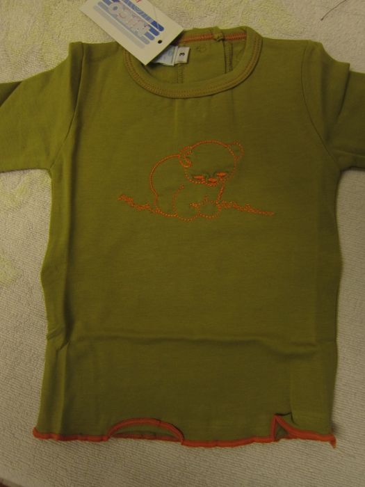 Camisola de Menina verde com urso laranja 3 meses NICO NOVO