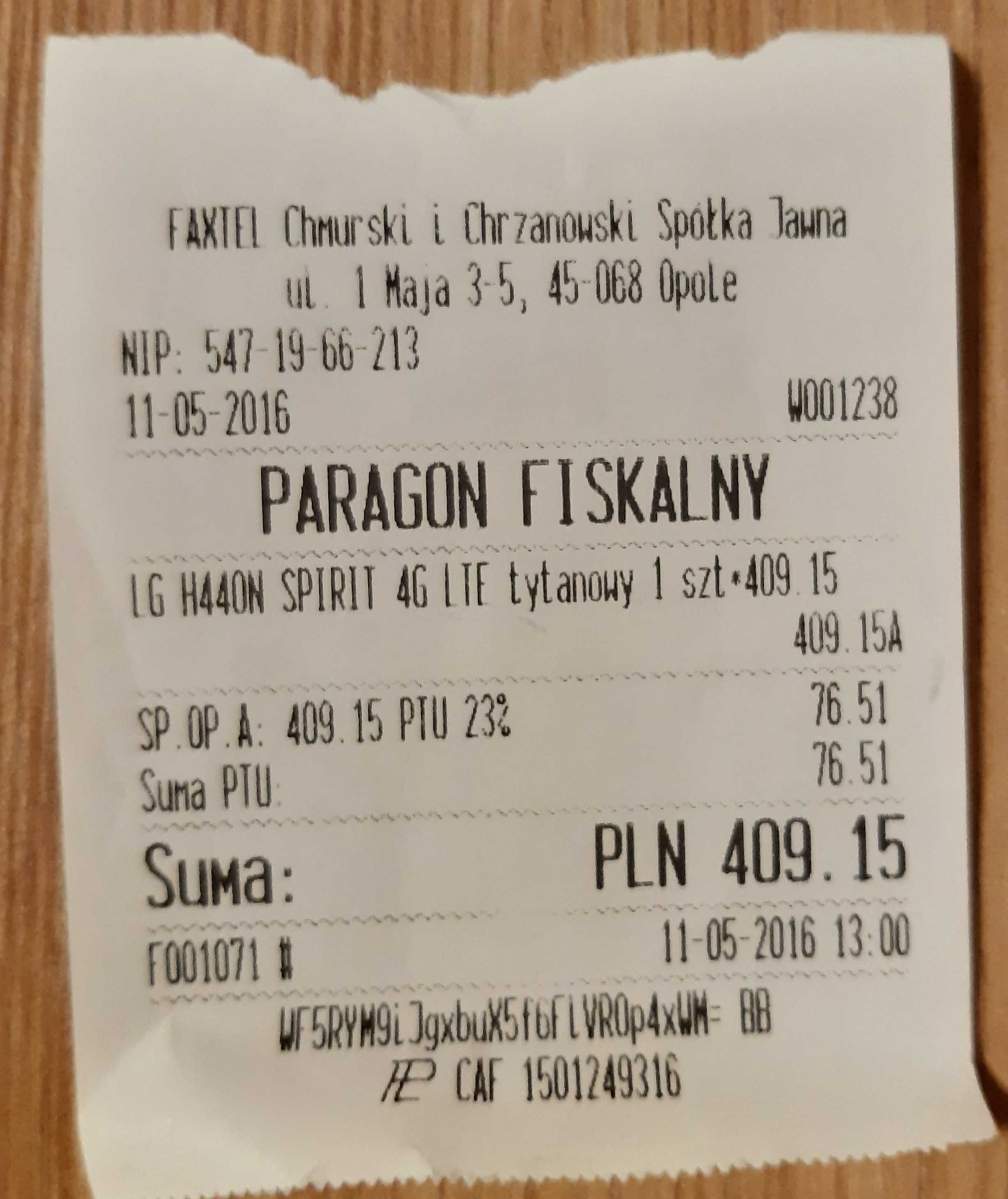 Smartfon LG H 440 N z baterią i ładowarką