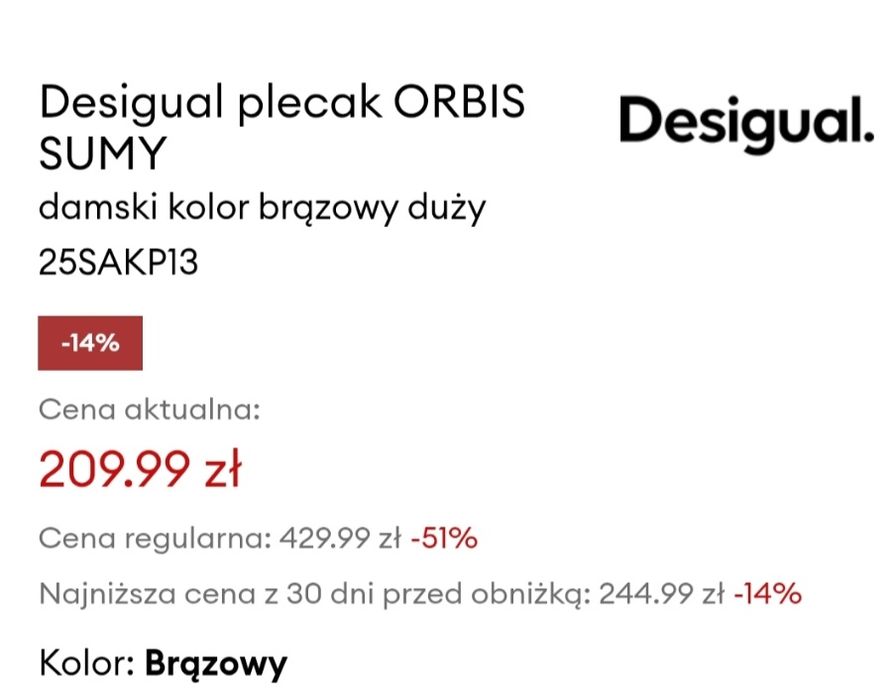 Plecak desigual brązowy