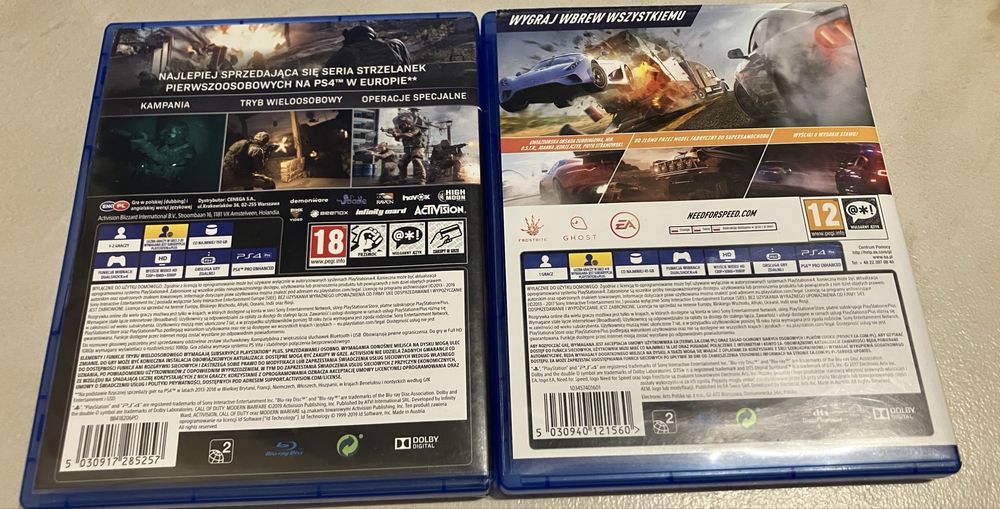 Call of duty Modern Warfare Need for speed Payback Ps4