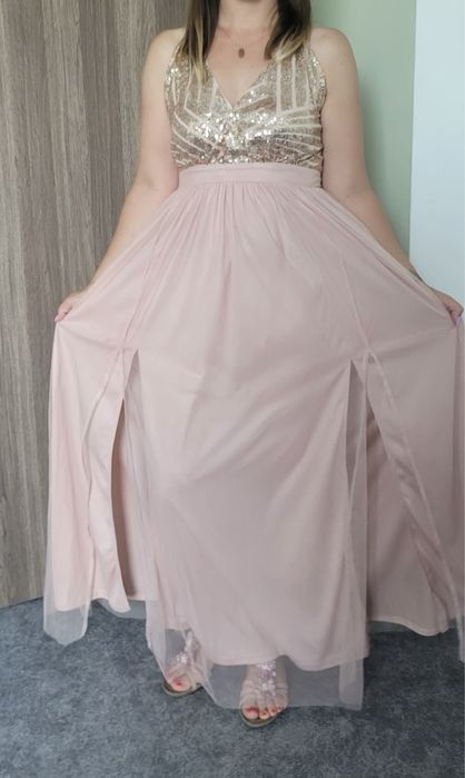 Sukienka damska M / wesele / pudrowy róż