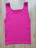 Różowa neonowa elastyczna koszulka bez rękawów 36 S letni top