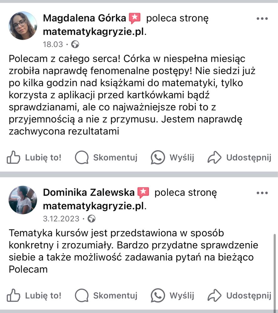 Korepetycje z nauczycielką kursu Matematyka Gryzie