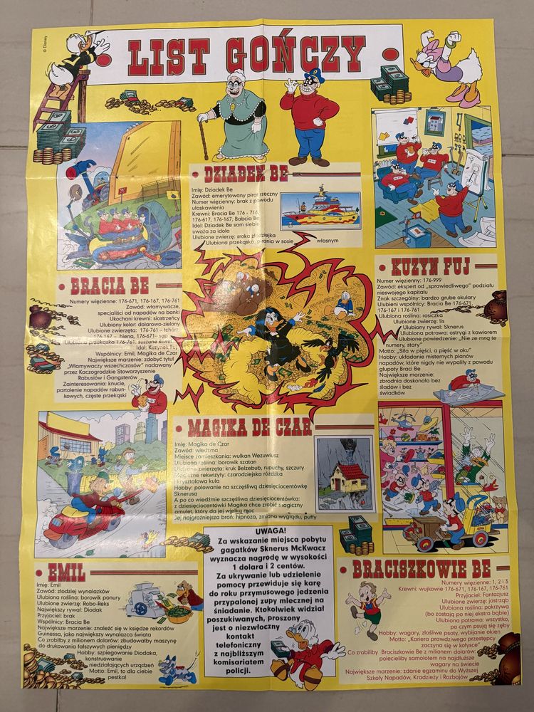 Kaczor Donald plakat List gonczy - STAN KOLEKCJONERSKI