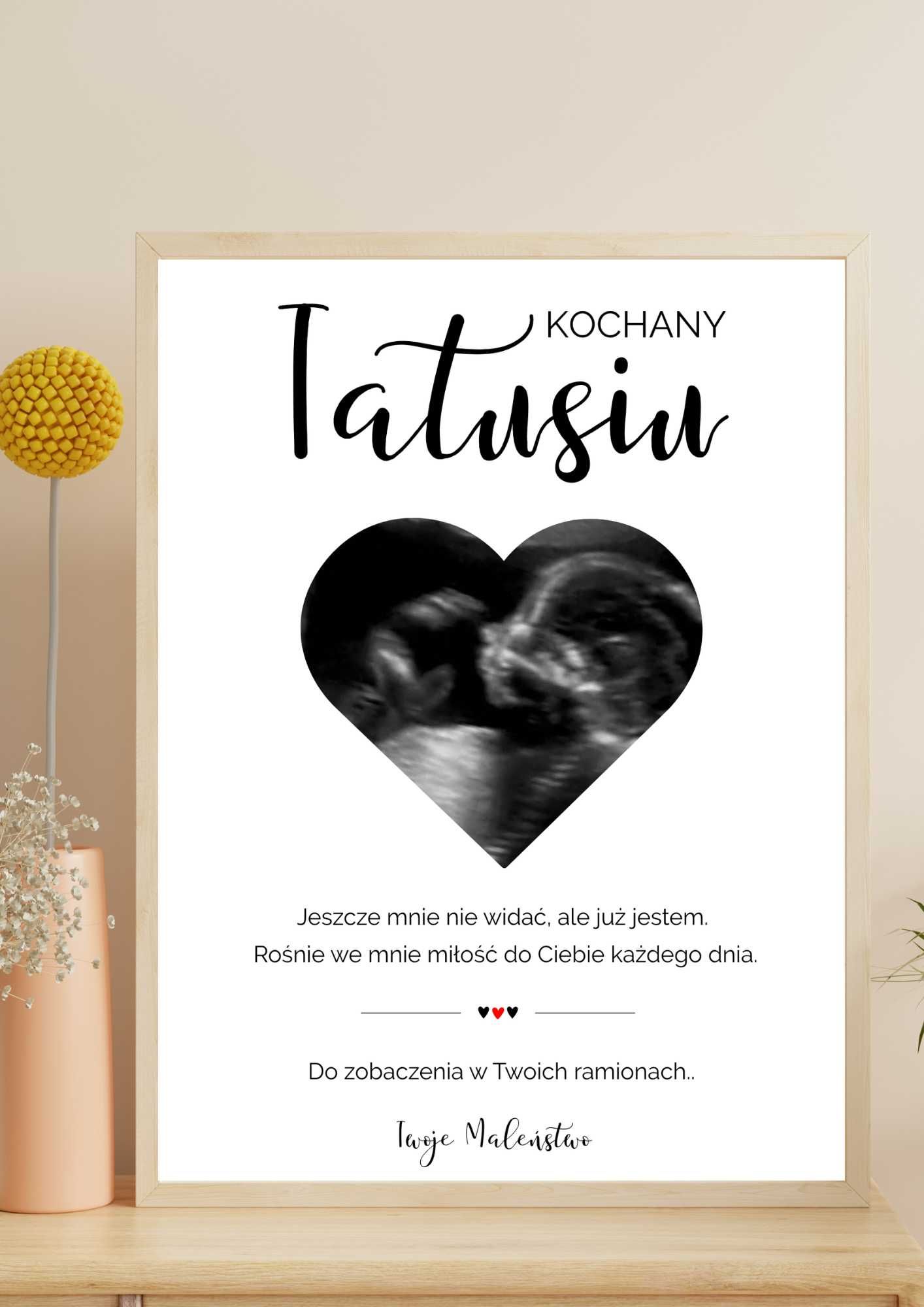 Plakat Zostaniesz tatą A4 w ramce Prezent z okazji ciąży
