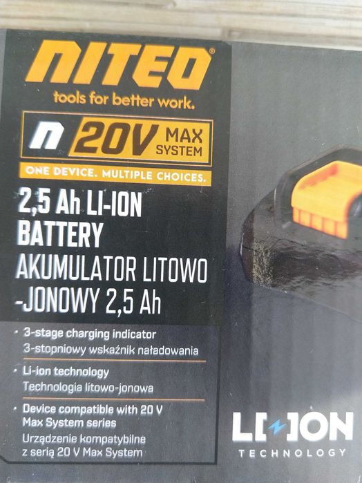 NOWY Bateria Akumulator Litowo Jonowy NITEO 2,5 Ah 2500 mAh 20V