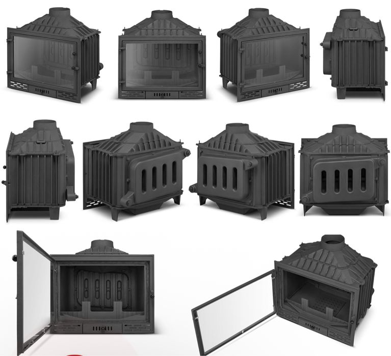 Wkład kominkowy piec kominek żeliwny FERGUSS z płaszczem wodnym