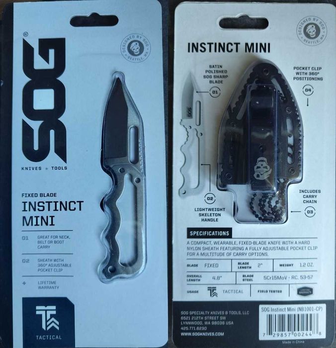 Компактний EDC фіксед SOG Instinct Mini (NB1001-CP) Skeletonized
