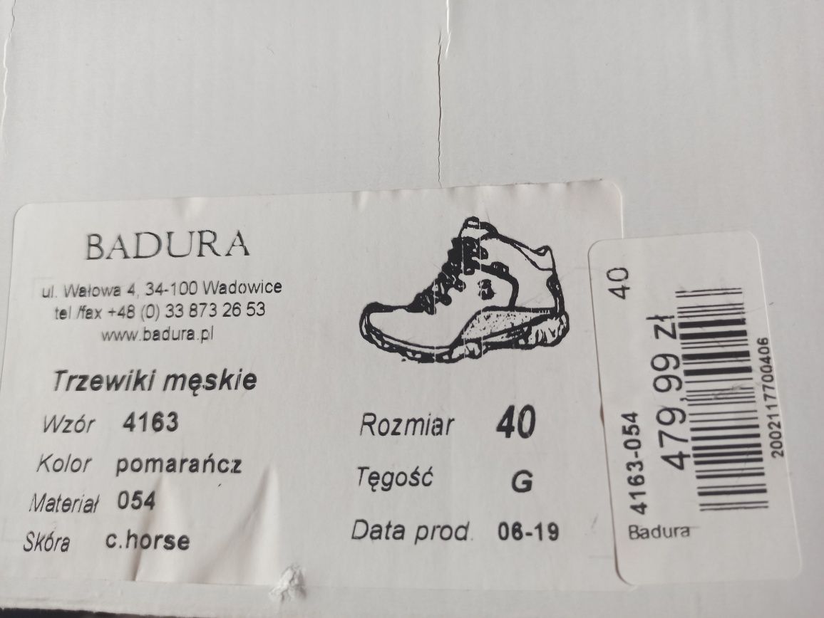 Trzewiki męskie Badura rozmiar 40 model 4163