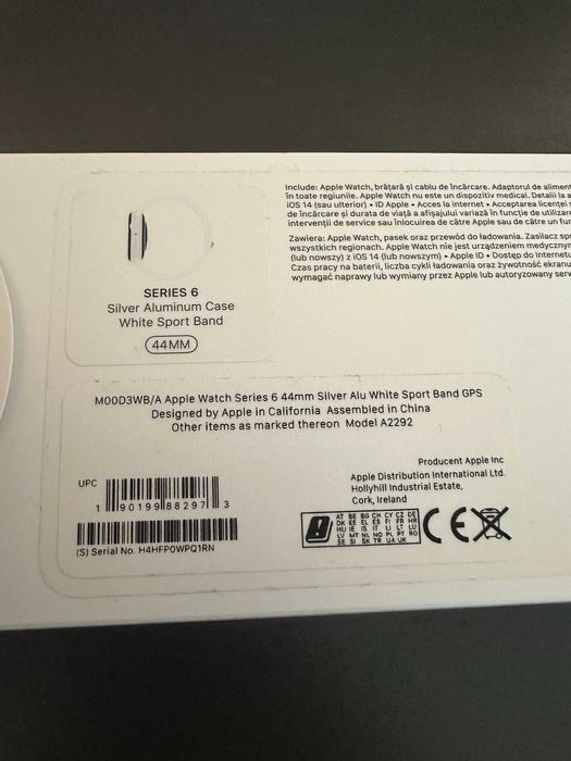 Apple watch series 6 44mm silver srebrny stan idealny