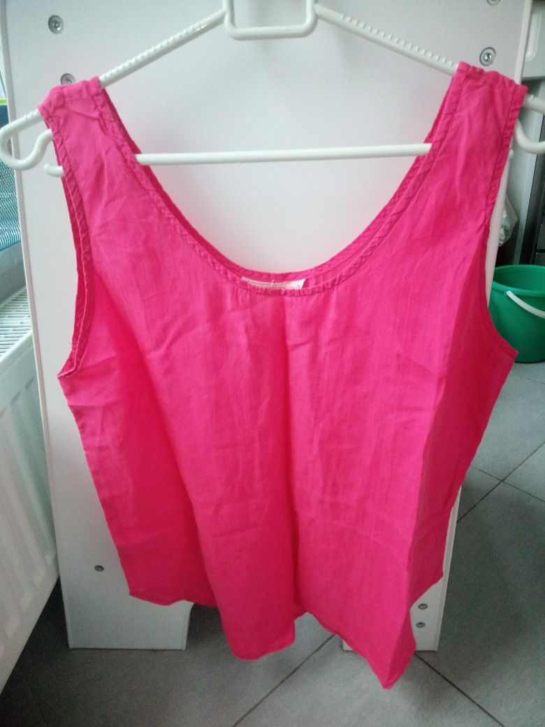 Top koszulka 100% jedwab fuksja magenta z USA oversize S M L