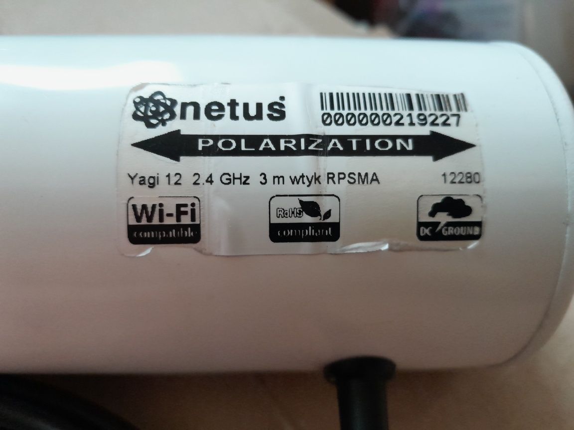 Antena wi-fi 2,4 GHz Netus kierunkowa YAGI 12dbi z kablem 3m wtyk RSMA