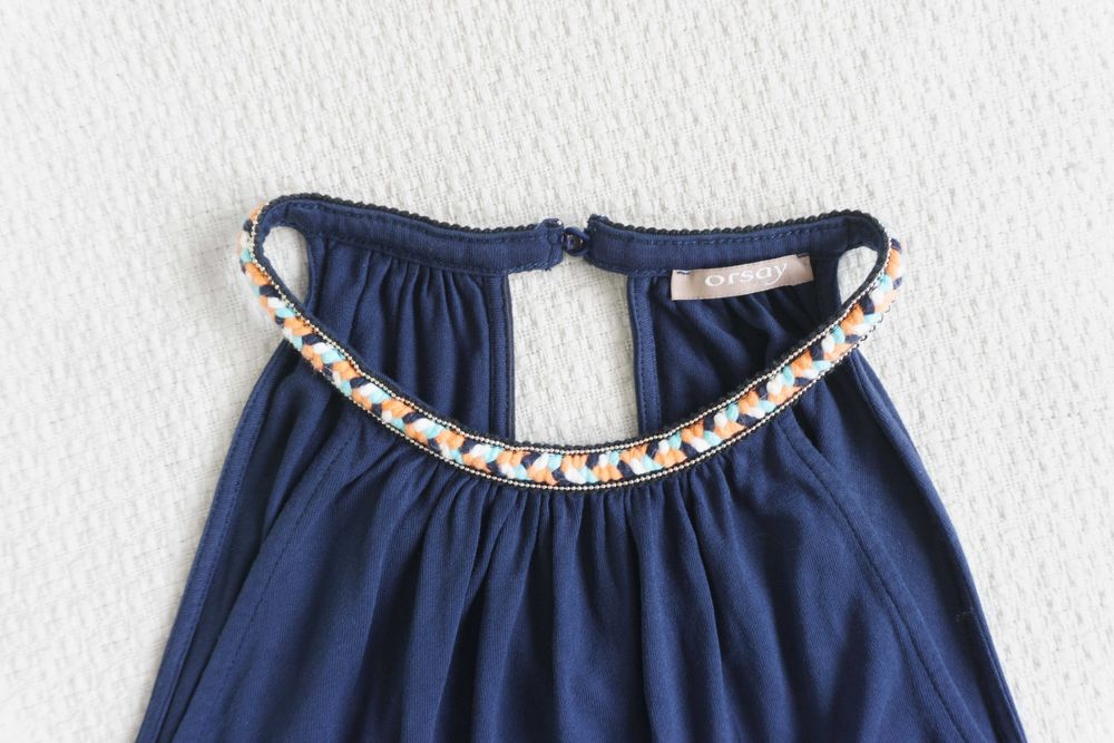 Top Orsay boho granatowy prosty przewiewny wiskoza elegancki
