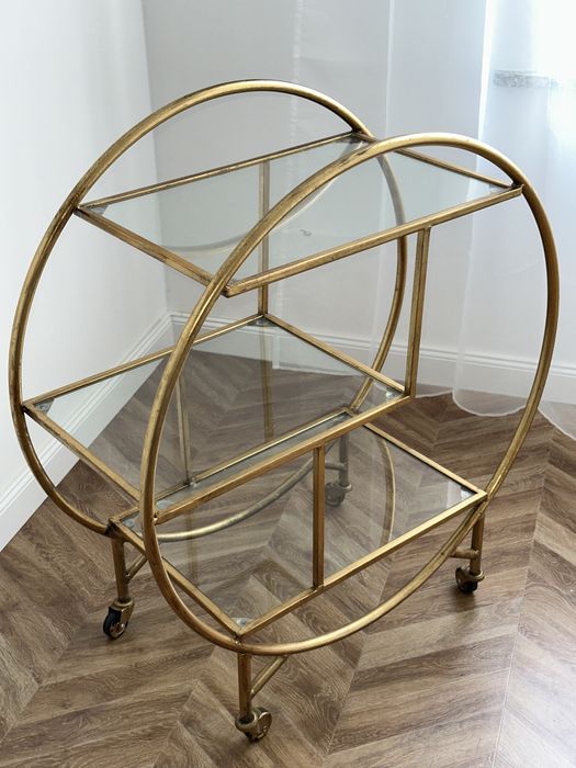 Stolik na kółkach wózek kuchenny barek złoty