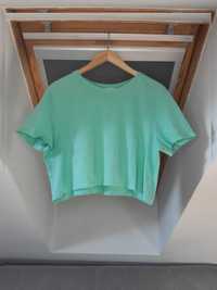 miętowy pastelowy krótki T-shirt crop top bawełniany Terranova M
