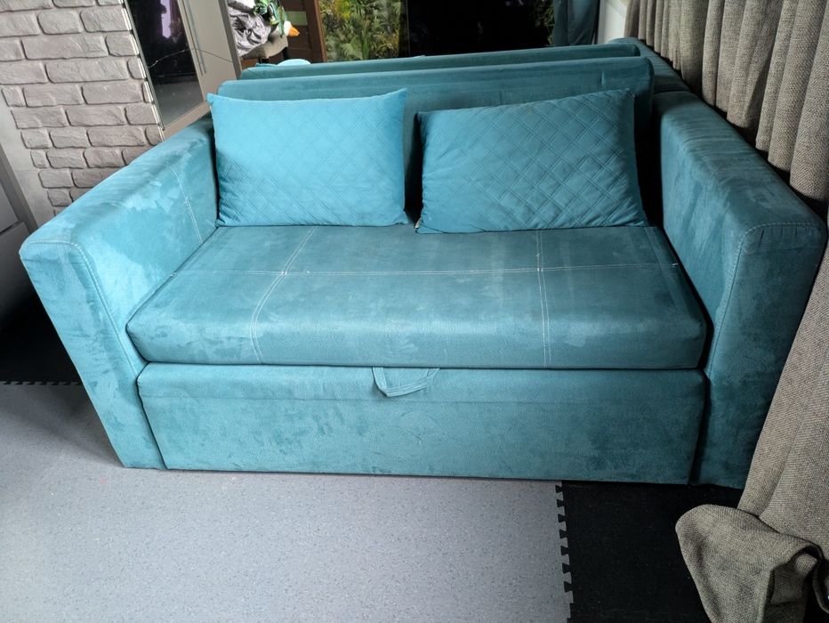 Sofa dwuosobowa turkusowa