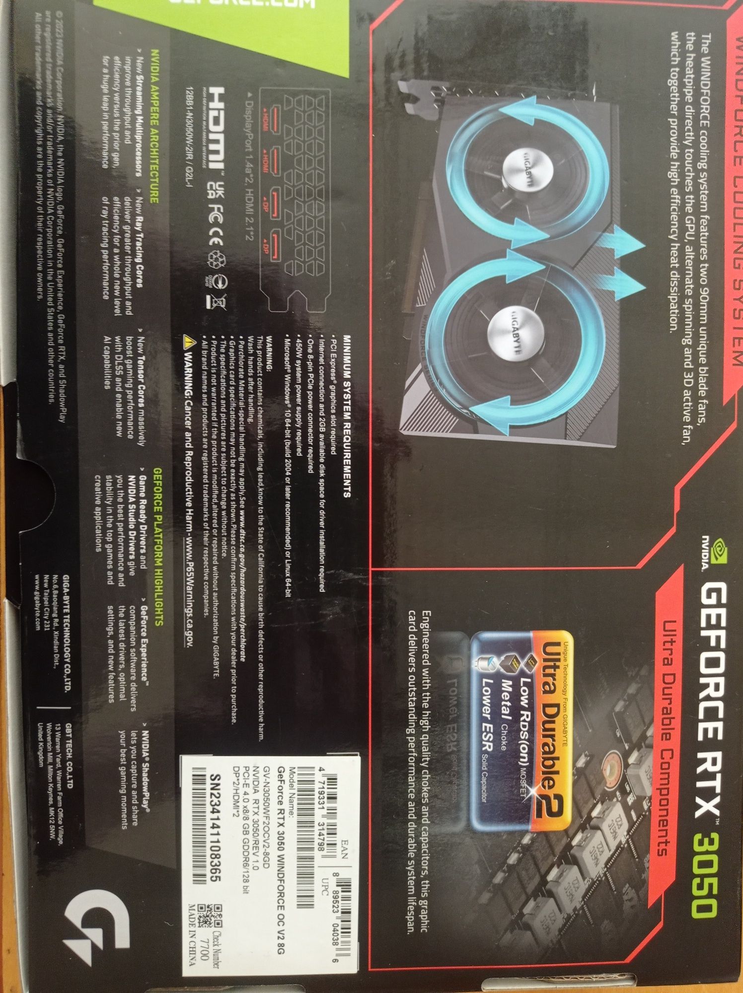 Відеокарта Gigabyte PCI-Ex GeForce RTX 3050 Gaming OC V2 8GB