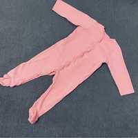 Pajacyk różowy długi rękaw stopki